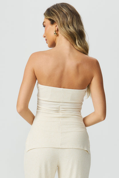 Blusa sem alças off white Fato Básico
