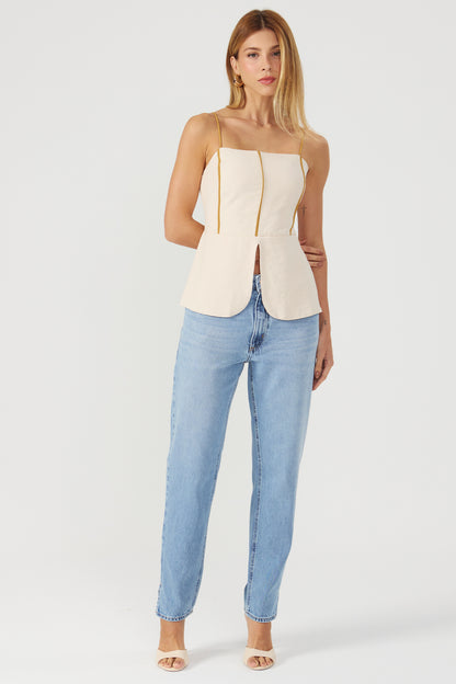 Blusa alongada bege Fato Básico