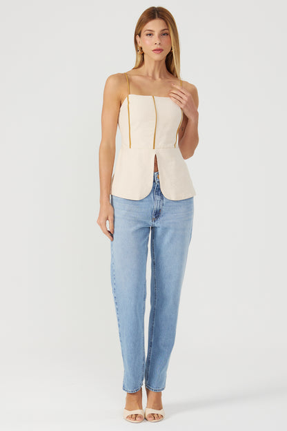 Blusa alongada bege Fato Básico