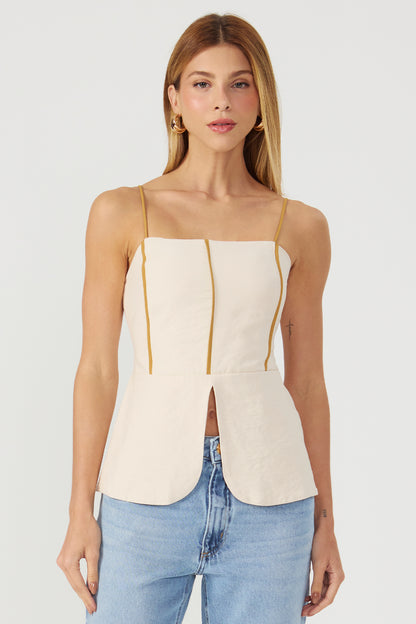 Blusa alongada bege Fato Básico
