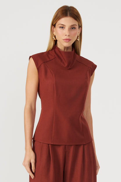 Blusa gola alta alfaiataria malbec Fato Básico