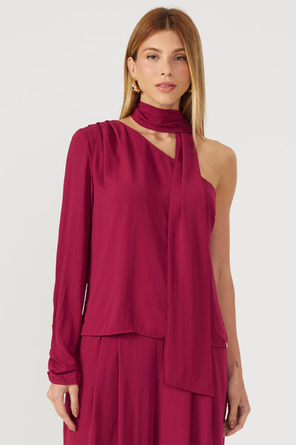 Blusa assimétrica merlot Fato Básico
