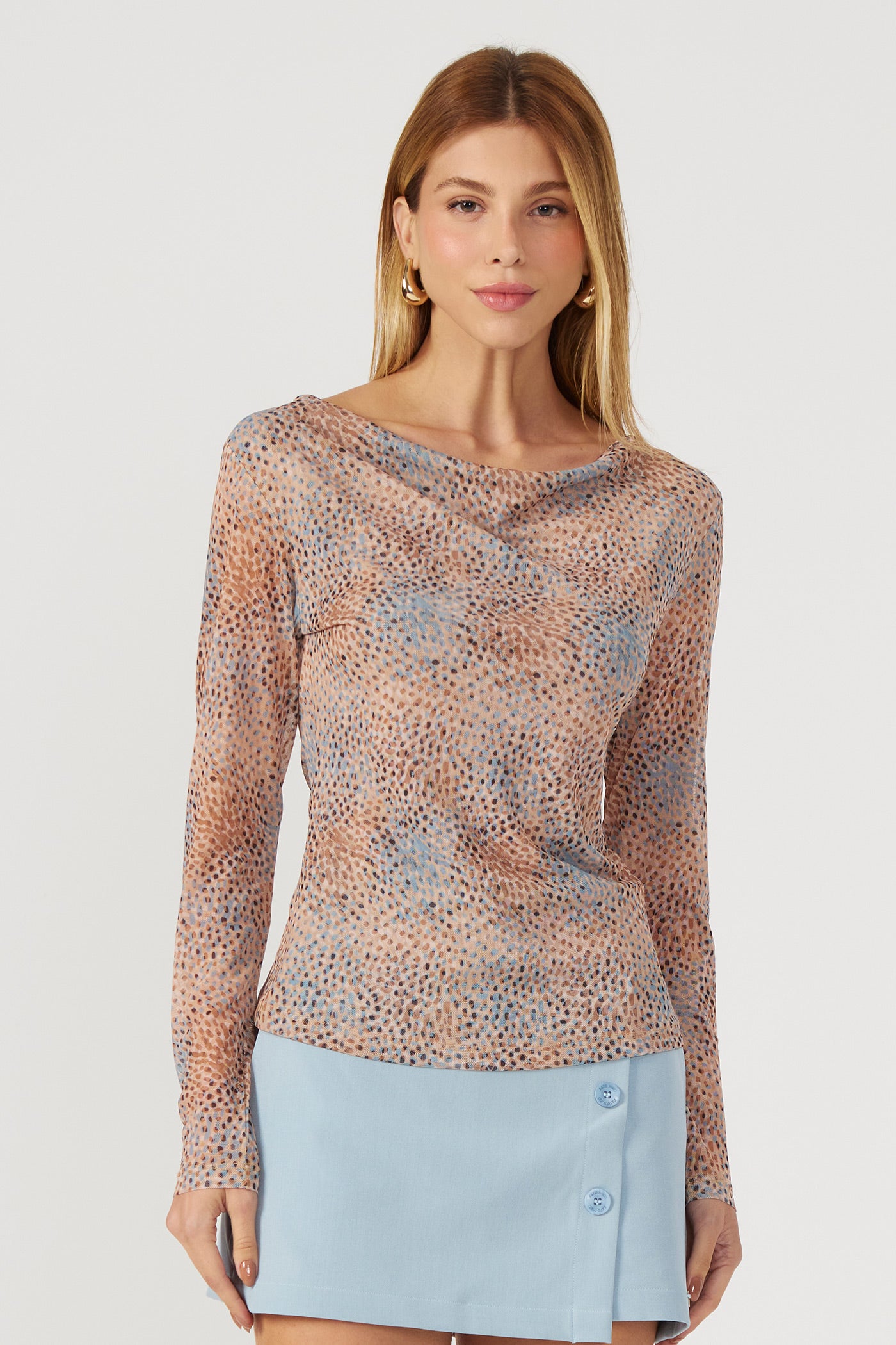 Blusa tule estampado natural Fato Básico