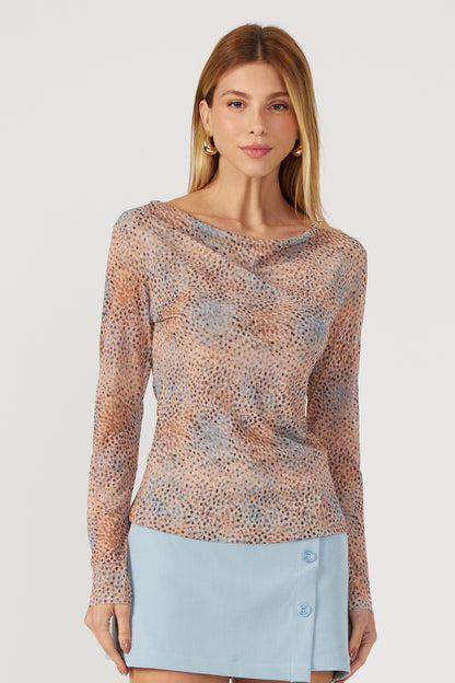 Blusa tule estampado natural Fato Básico