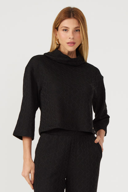 Blusa gola alta trico preta Fato Básico