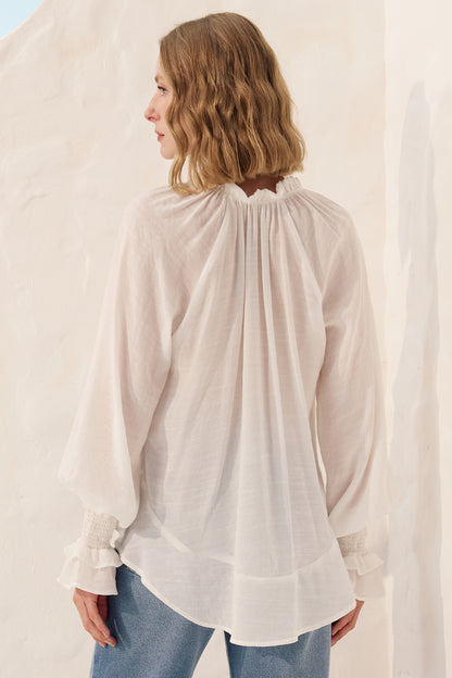Blusa ampla mullet off white Fato Básico