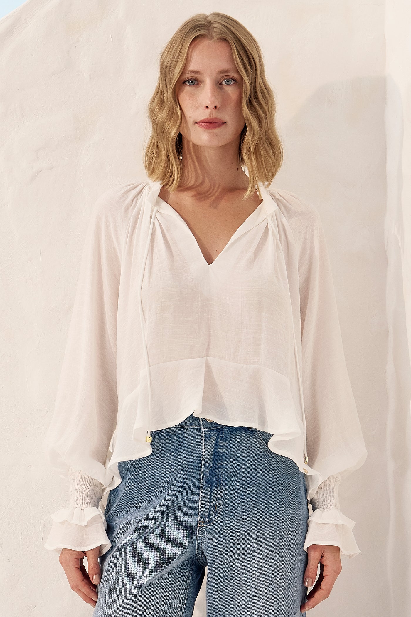 Blusa ampla mullet off white Fato Básico