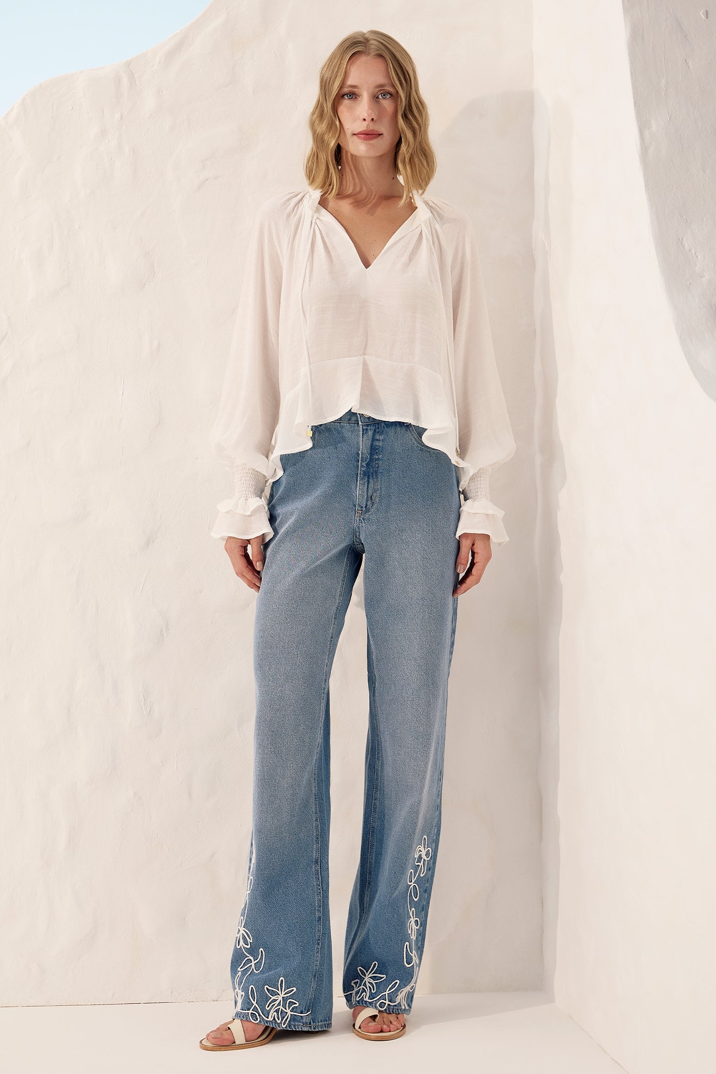 Blusa ampla mullet off white Fato Básico