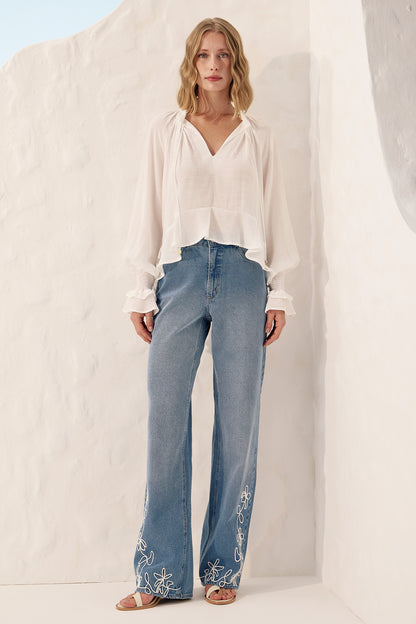 Blusa ampla mullet off white Fato Básico