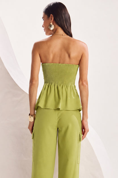 Blusa sem alça amarração verde Fato Básico
