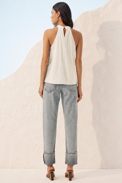 Blusa linho botões off white Fato Básico