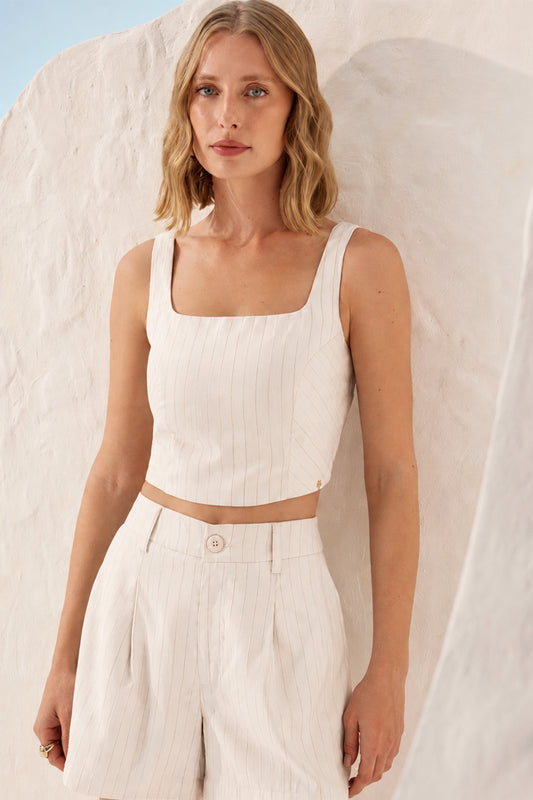 Blusa cropped risca de giz Fato Básico