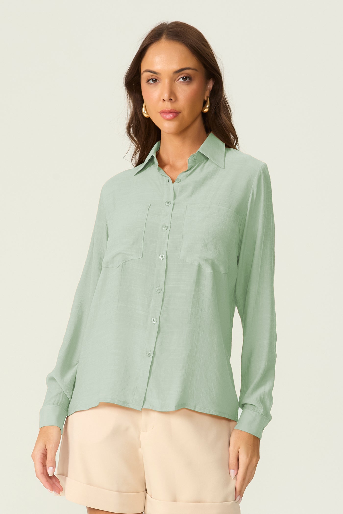 Camisa manga longa verde Fato Básico