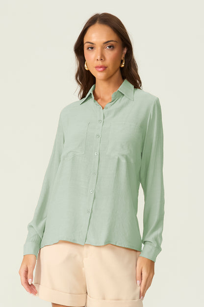 Camisa manga longa verde Fato Básico