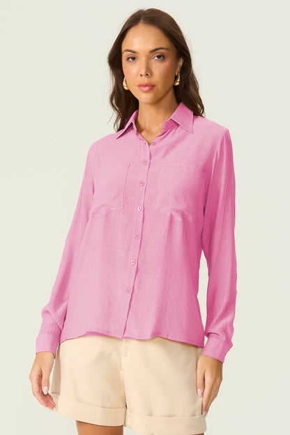 Camisa manga longa rosa Fato Básico