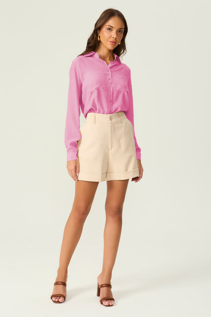 Camisa manga longa rosa Fato Básico