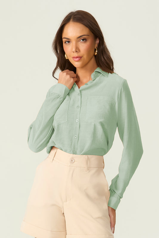 Camisa manga longa verde Fato Básico