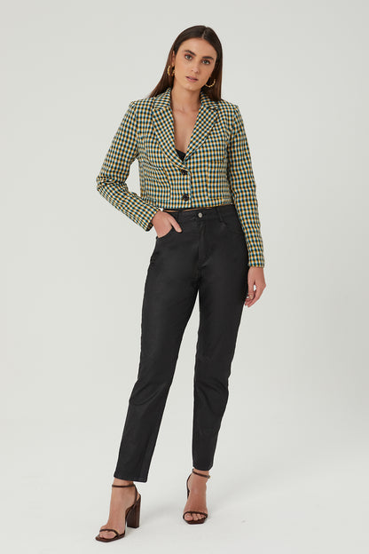 Blazer cropped xadrez Fato Básico - FATO BÁSICO