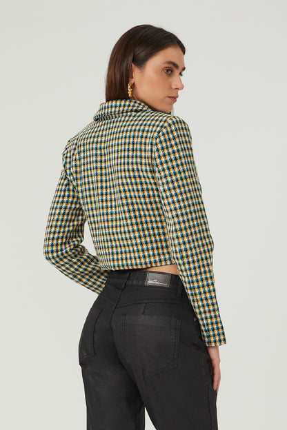 Blazer cropped xadrez Fato Básico - FATO BÁSICO