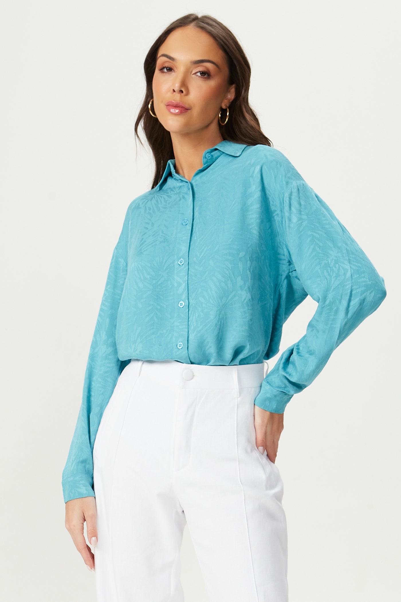 Camisa jacquard oversized azul Fato Básico - FATO BÁSICO