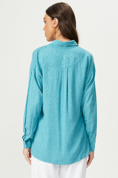 Camisa jacquard oversized azul Fato Básico - FATO BÁSICO