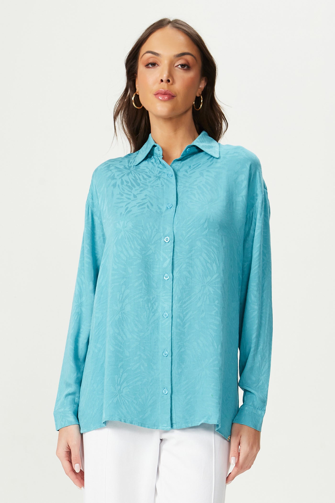 Camisa jacquard oversized azul Fato Básico - FATO BÁSICO