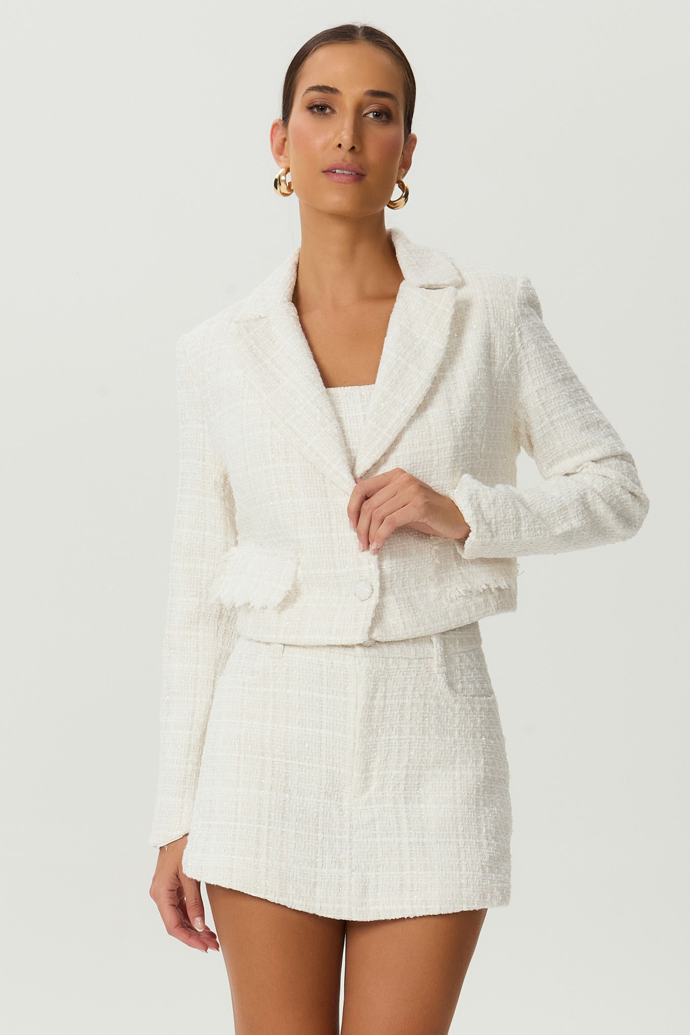 Blazer tweed brilho off white Fato Básico - FATO BÁSICO