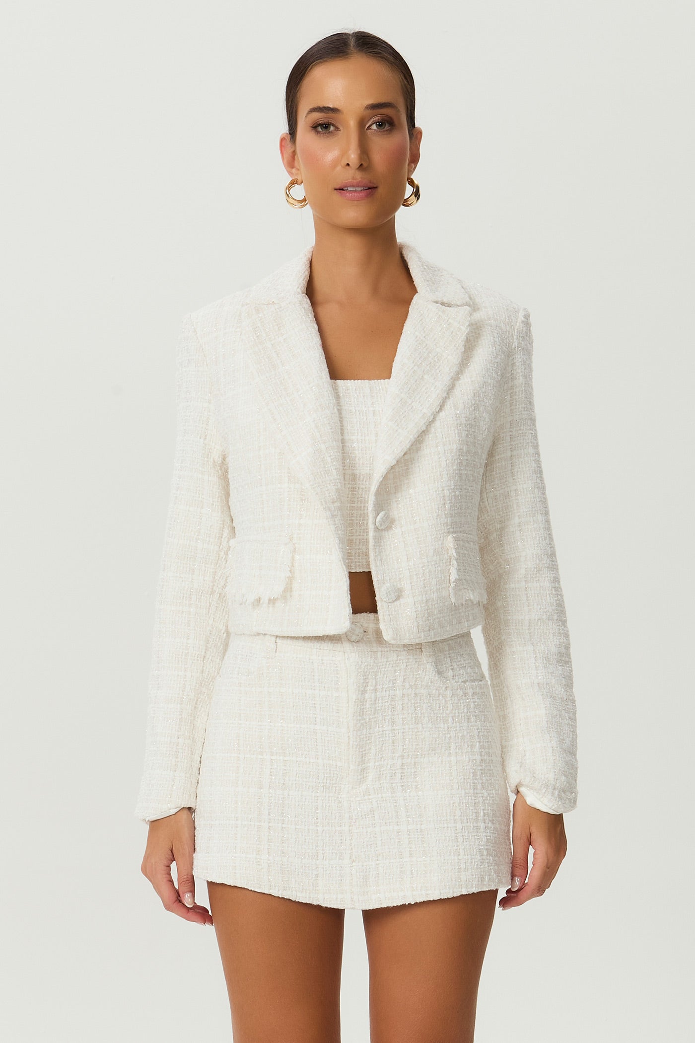 Blazer tweed brilho off white Fato Básico - FATO BÁSICO