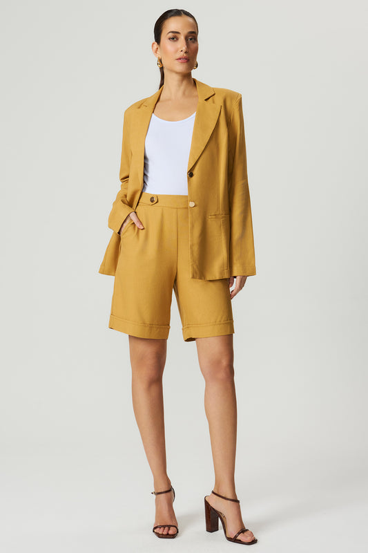 Blazer linho camel Fato Básico