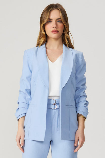 Blazer manga franzida azul Fato Básico