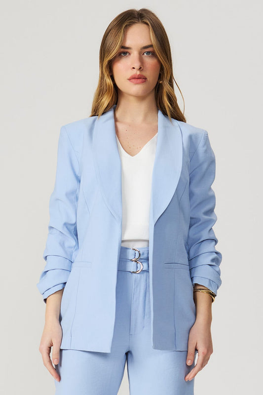 Blazer manga franzida azul Fato Básico