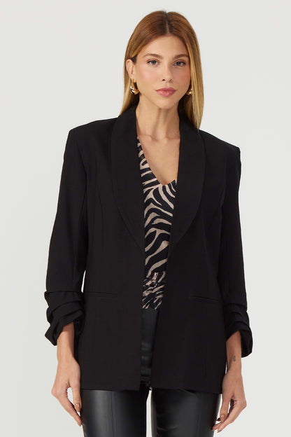 Blazer com pregas preto Fato Básico