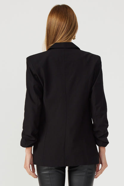 Blazer com pregas preto Fato Básico