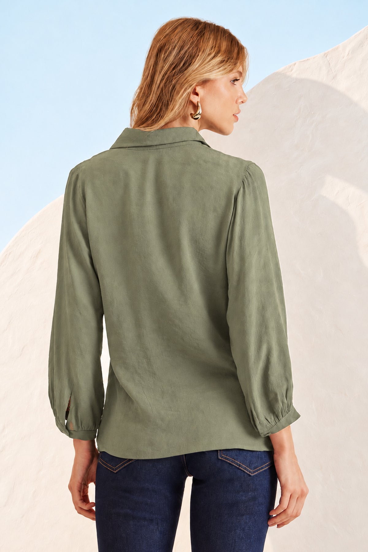 Camisa manga 3/4 verde selva Fato Básico