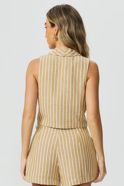 Colete listra bege Fato Básico