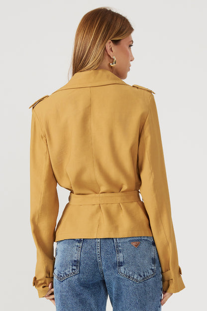 Casaco trench coat curto caqui Fato Básico