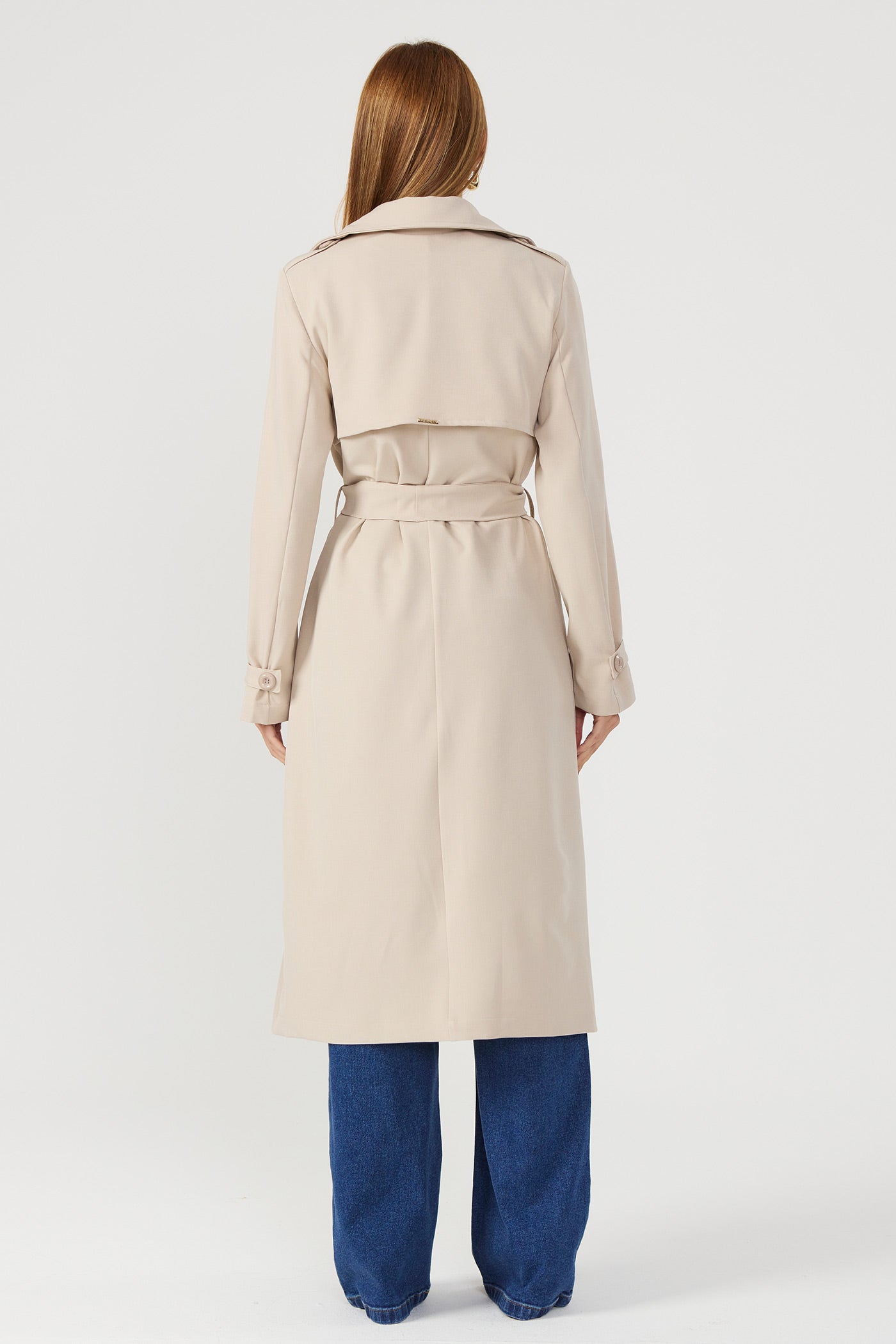 Casaco Trench coat alongado bege Fato Básico