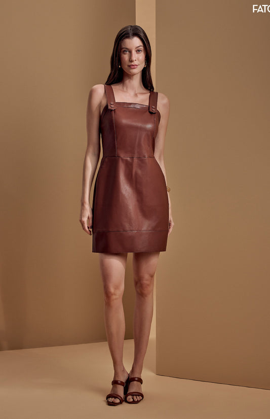 Vestido couro sintético curto merlot Fato Básico