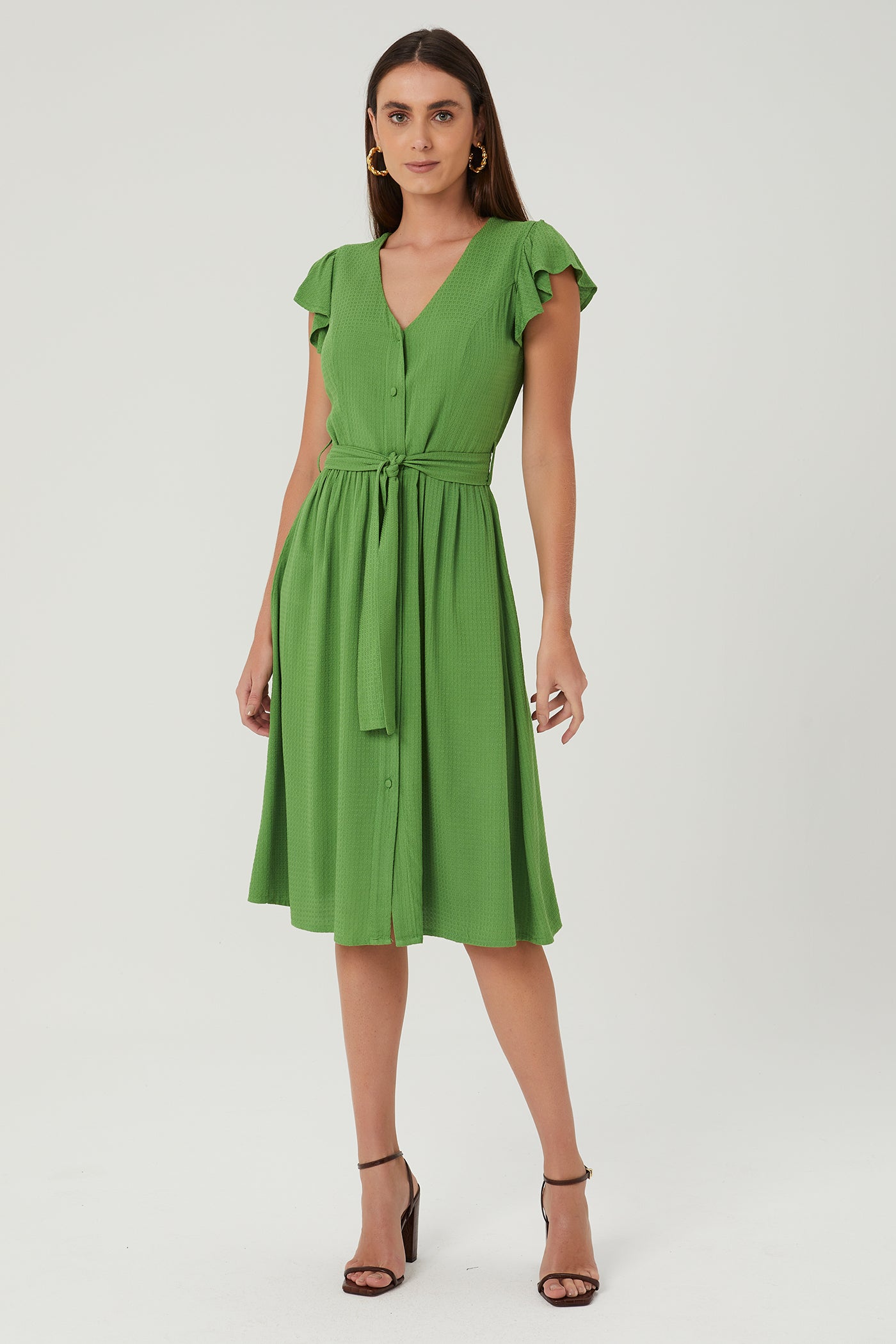 Vestido chemise com bolso verde Fato Básico - FATO BÁSICO