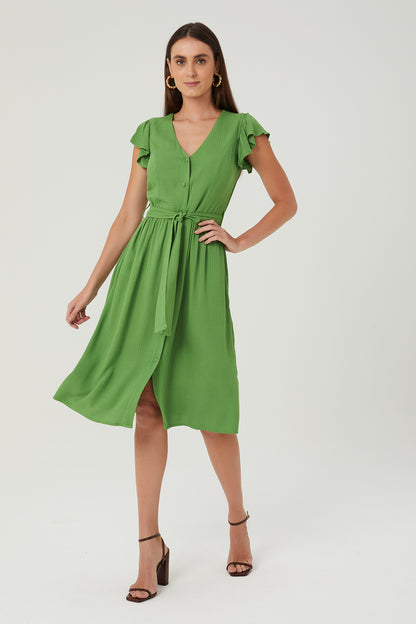 Vestido chemise com bolso verde Fato Básico - FATO BÁSICO