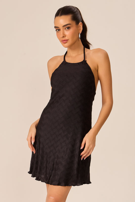 Vestido plissado preto Fato Básico