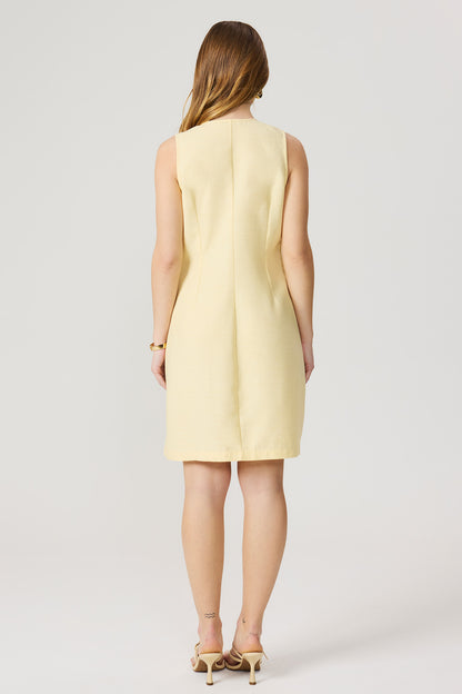 Vestido linho curto amarelo manteiga Fato Básico