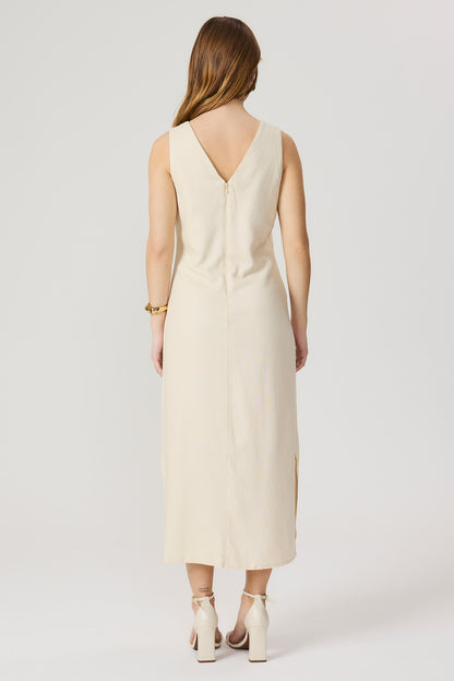 Vestido mídi de linho natural Fato Básico