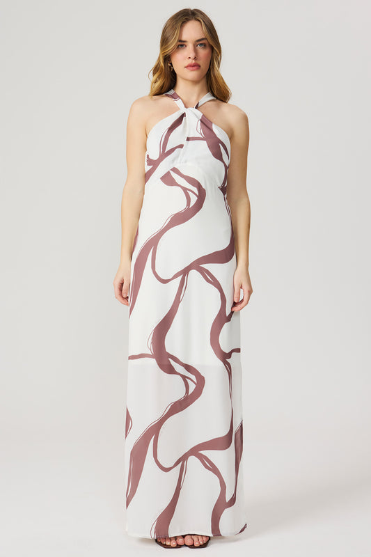 Vestido longo estampado Fato Básico