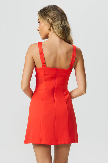 Vestido curto alfaiataria vermelho Fato Básico