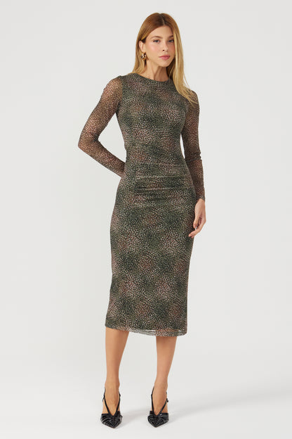 Vestido tule estampado verde Fato Básico