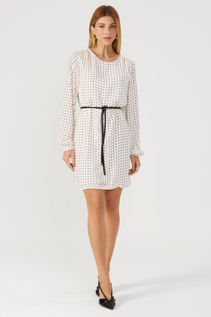 Vestido estampado poá off white Fato Básico
