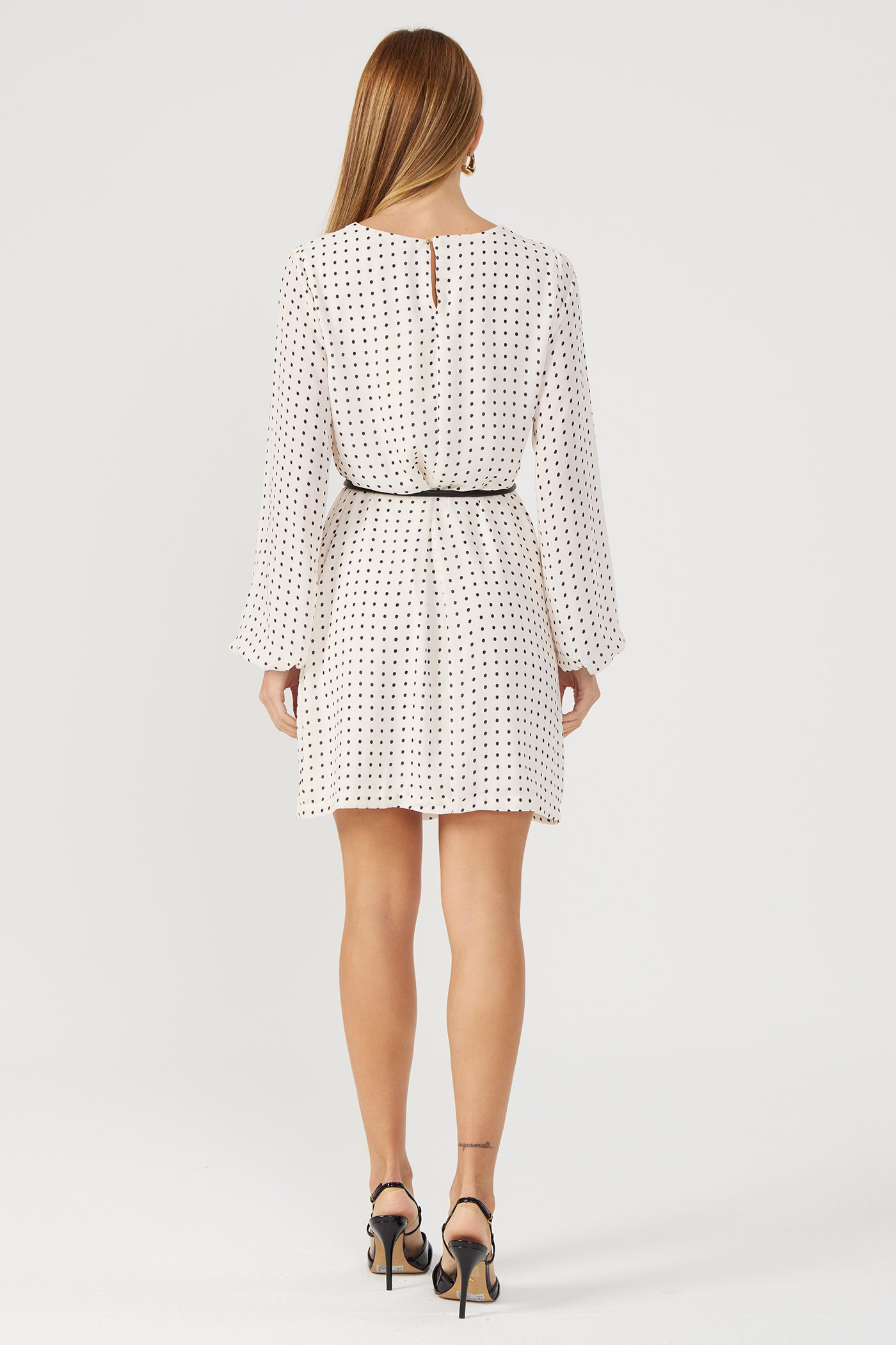 Vestido estampado poá off white Fato Básico