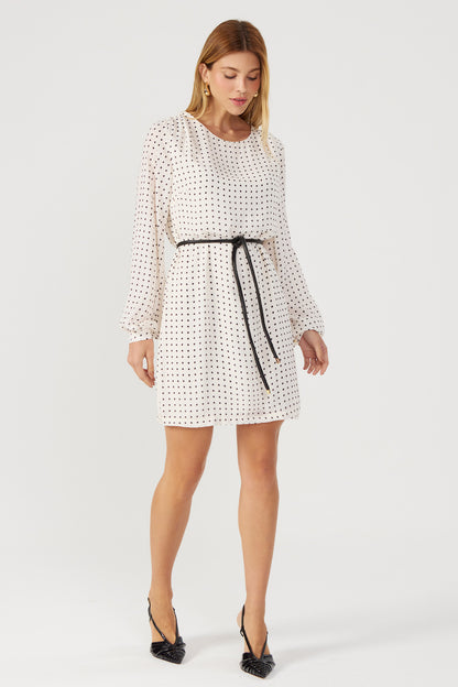 Vestido estampado poá off white Fato Básico