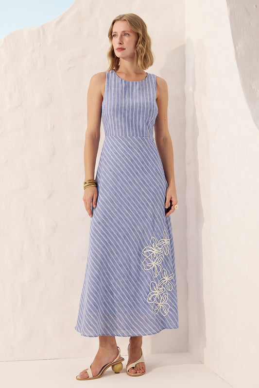 VESTIDO LISTRA BORDADO